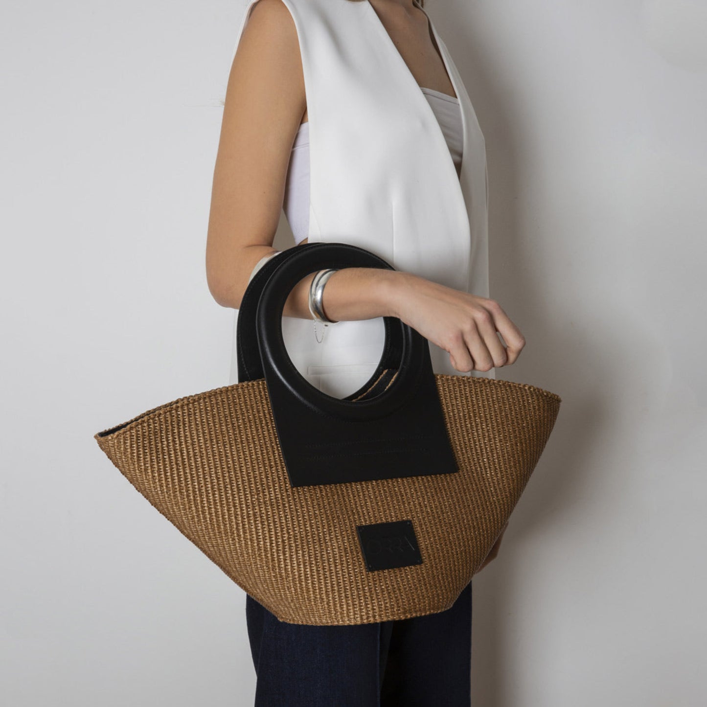 Ananeosis Raffia Brown Handbag