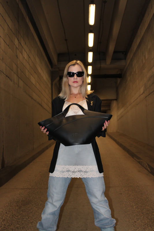 Andromachi Black Leather Handbag