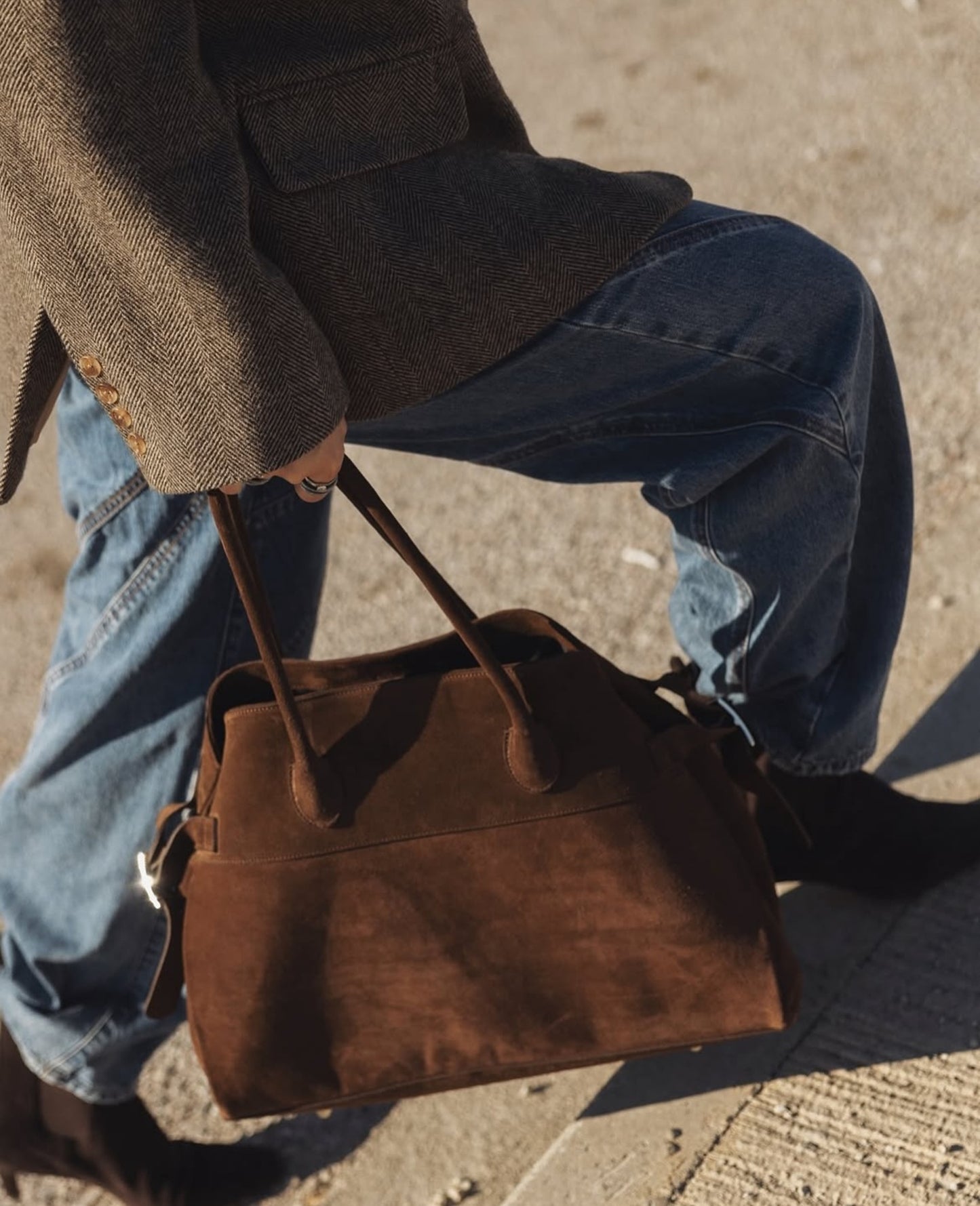 Arabella Dark Brown Suede Handbag