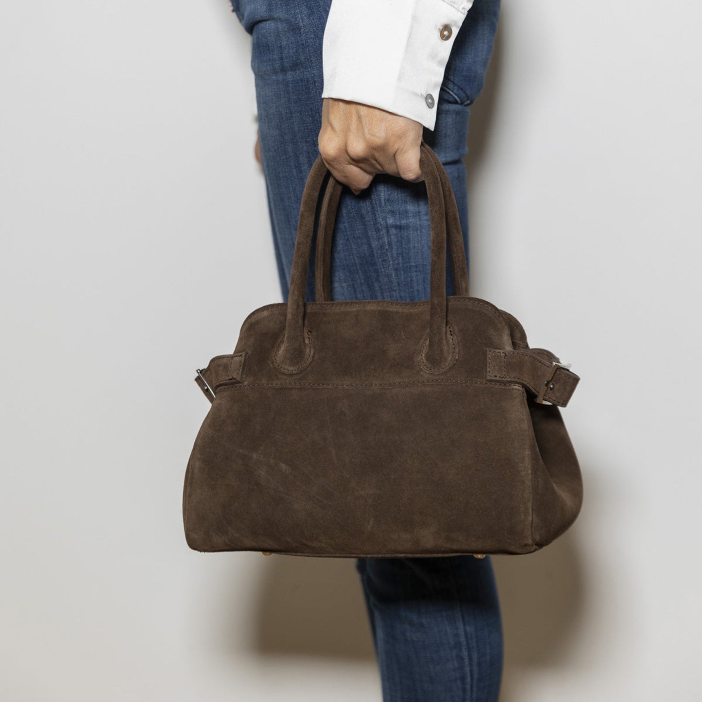 Evelina Brown Suede Handbag