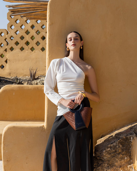 Marigold Brown Black Leather Handbag