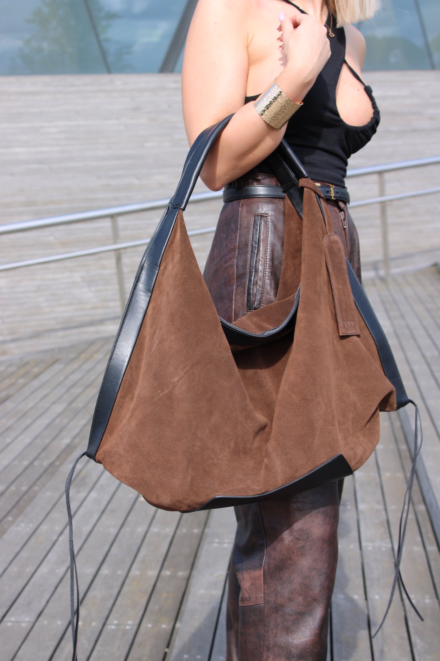 Afetiria Brown Suede Handbag