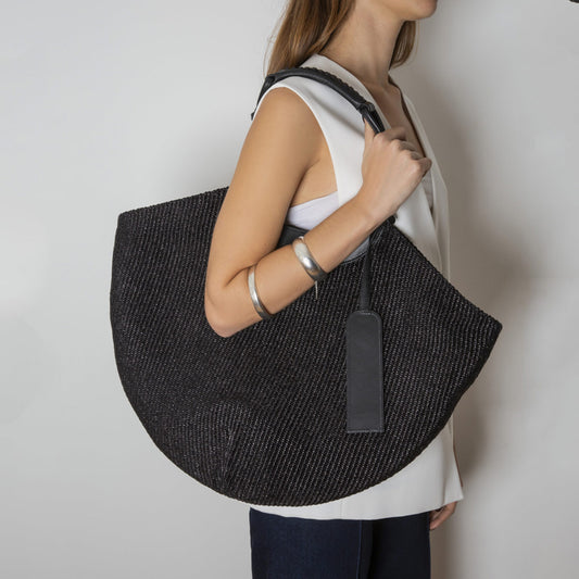 Aliki Raffia Black Handbag