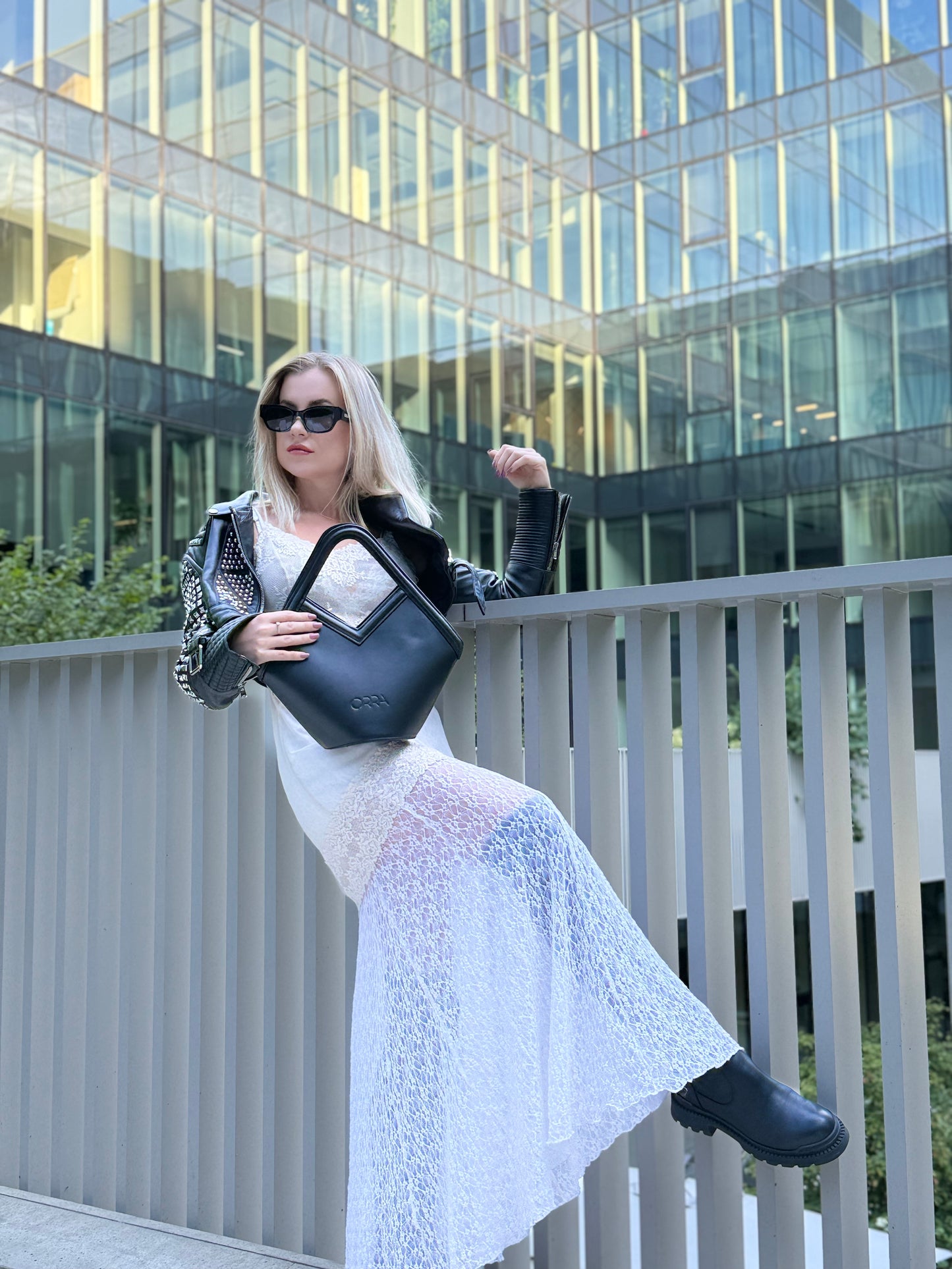 Amalia Black Leather Handbag