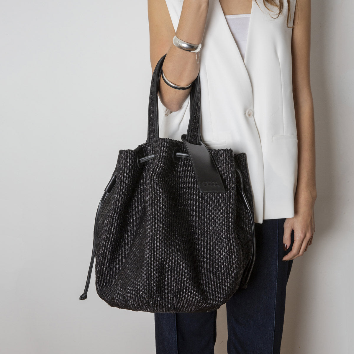 Anachoresis Raffia Black Handbag