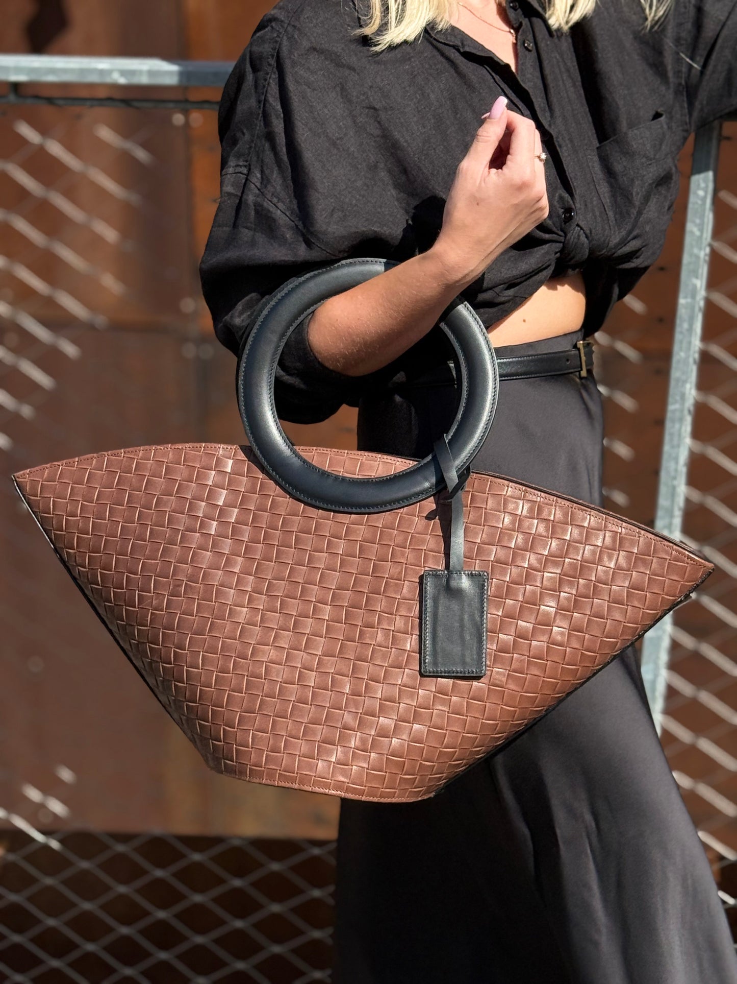 Anadimiourgia Brown Leather Handbag
