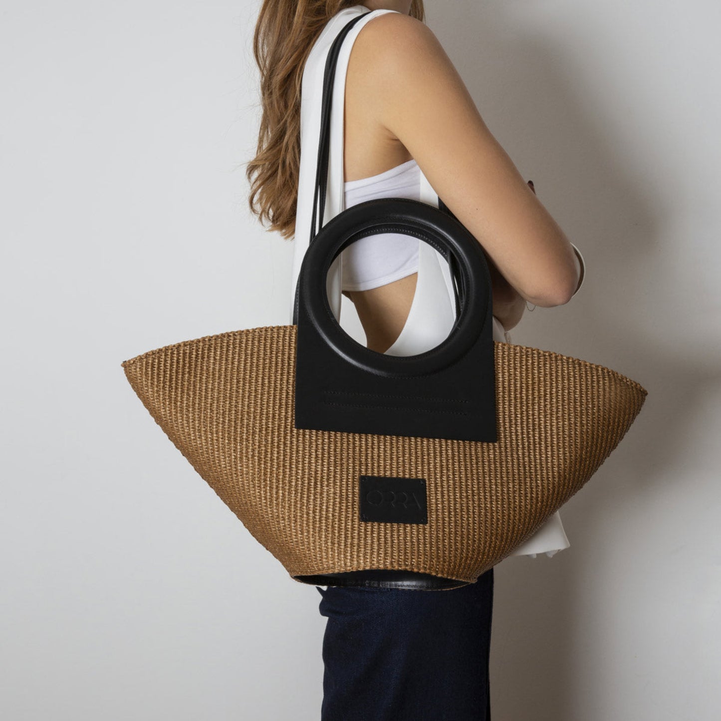 Ananeosis Raffia Brown Handbag