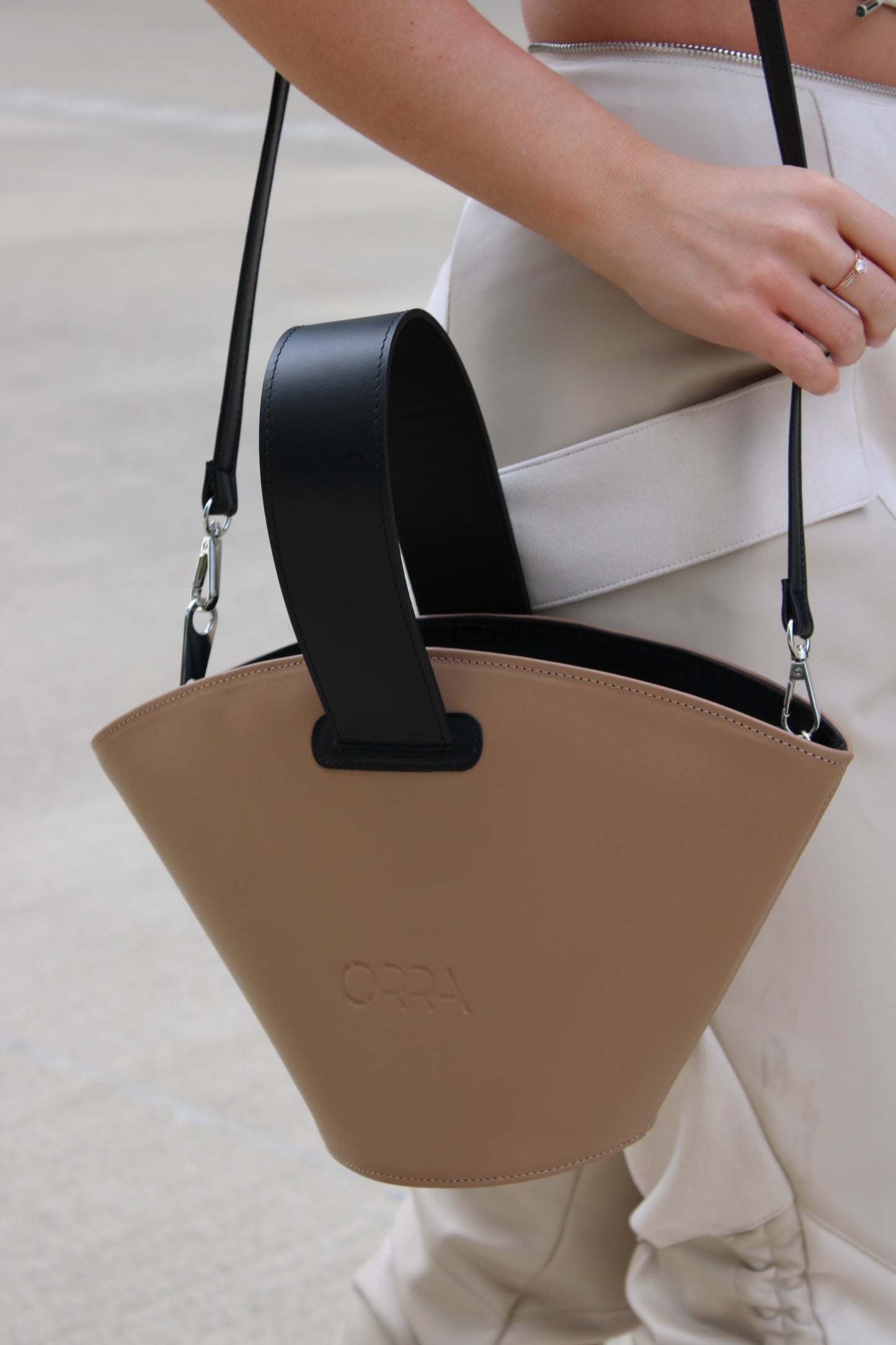 Anasinthesis Taupe Leather Handbag