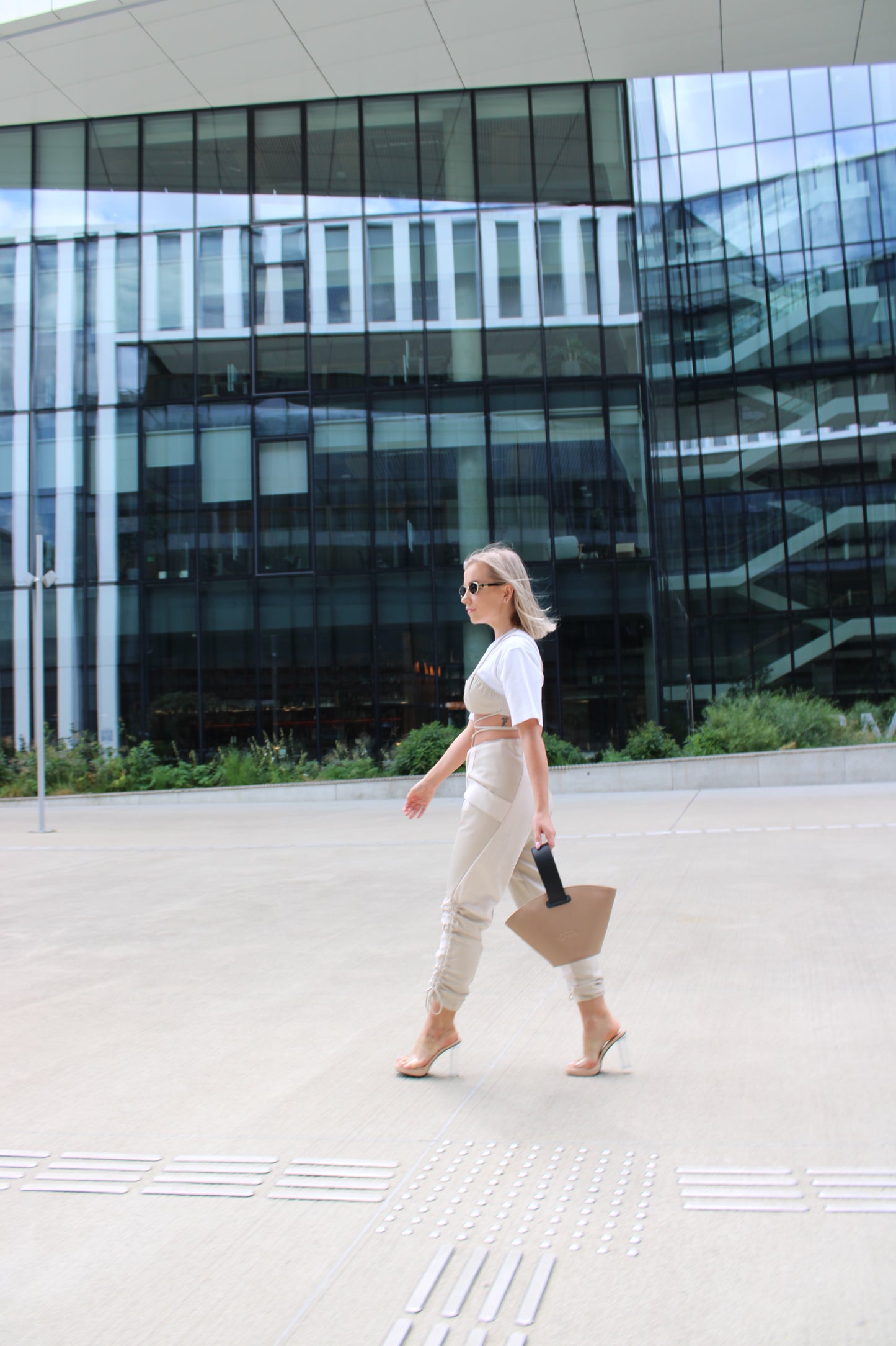 Anasinthesis Taupe Leather Handbag