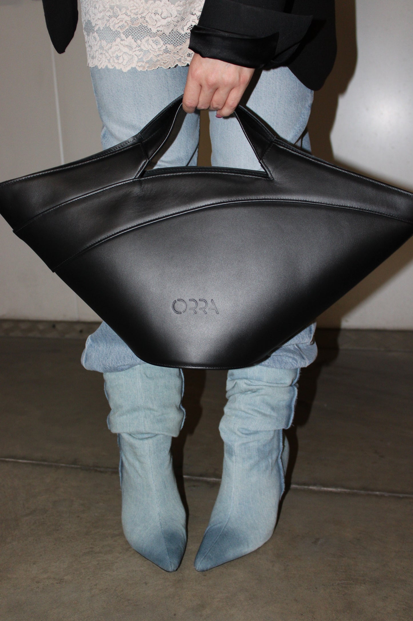 Andromachi Black Leather Handbag