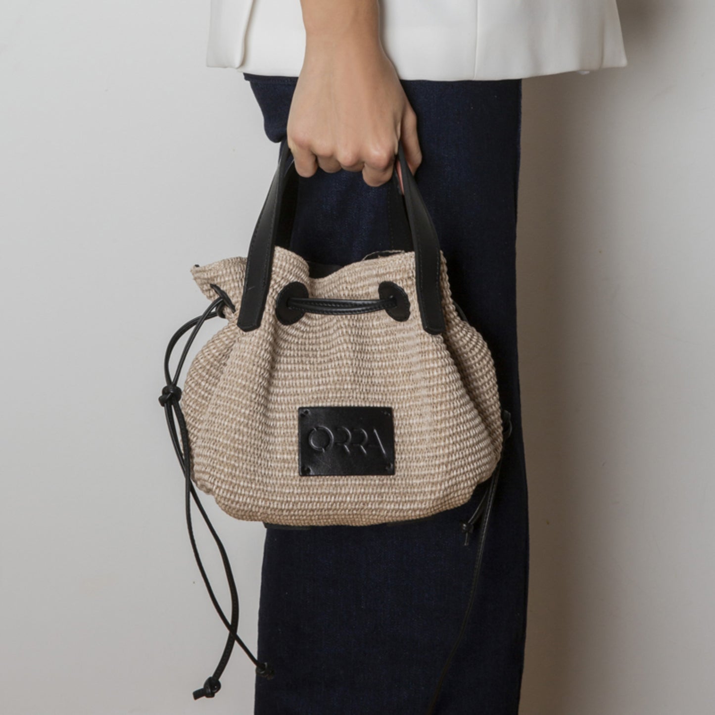 Apokopi Raffia Beige Handbag