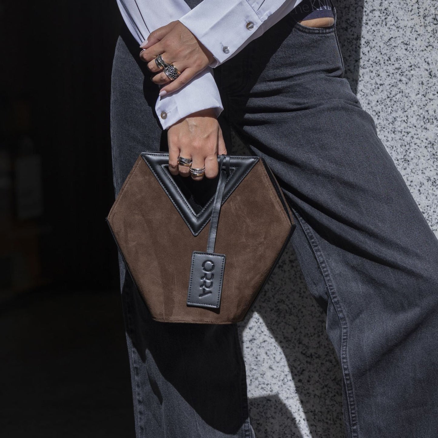 Antonia Brown Suede Handbag