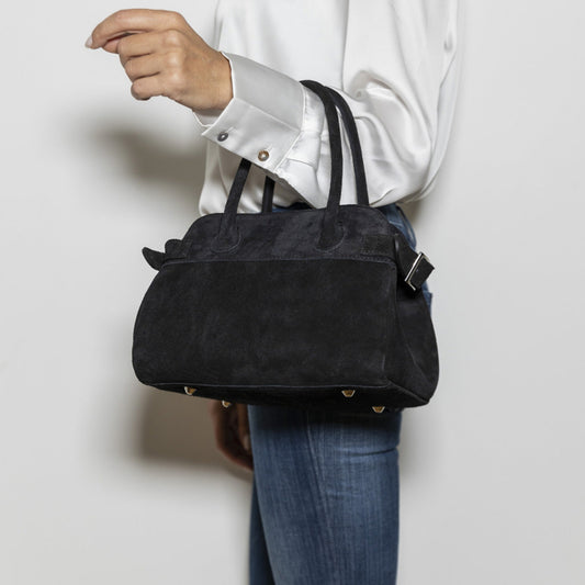 Evelina Black Suede Handbag
