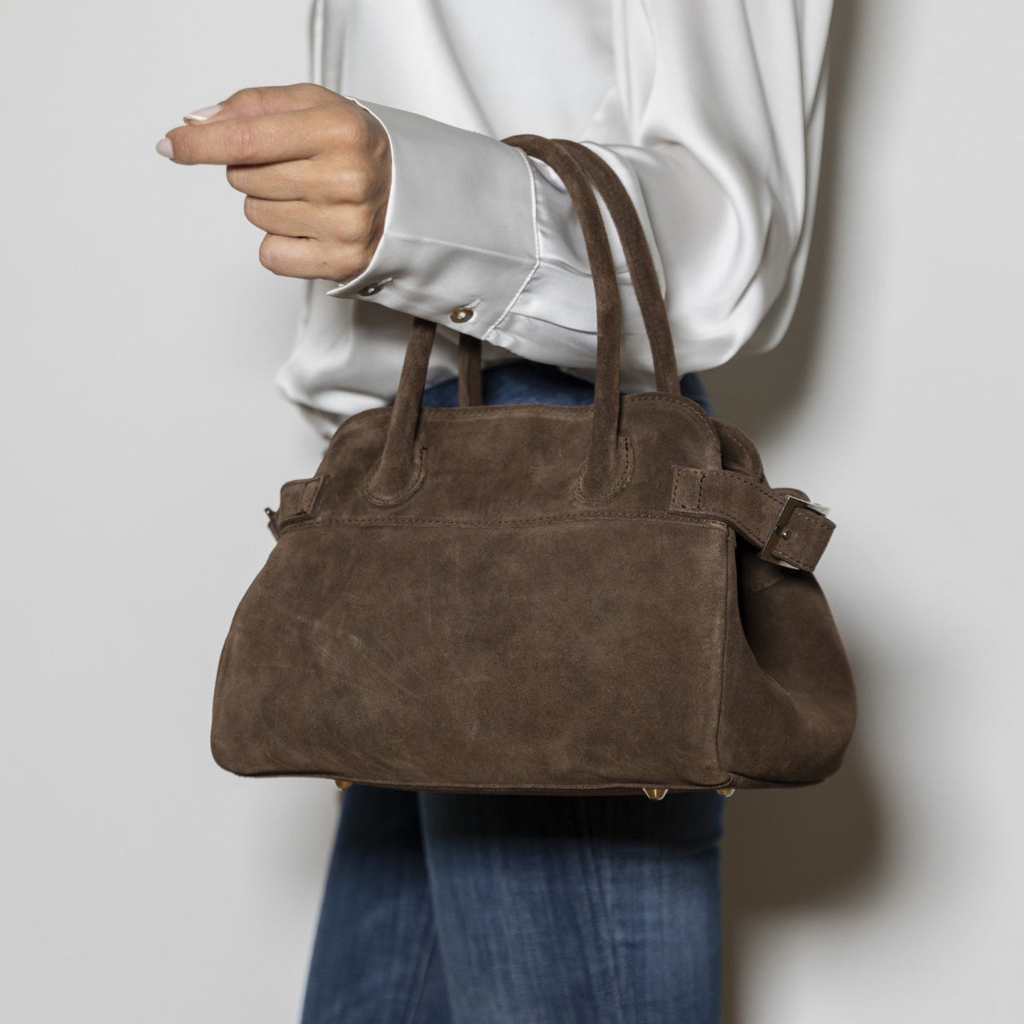 Evelina Brown Suede Handbag