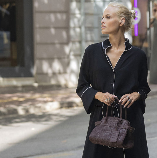 Evelina Croco Brown Leather Handbag