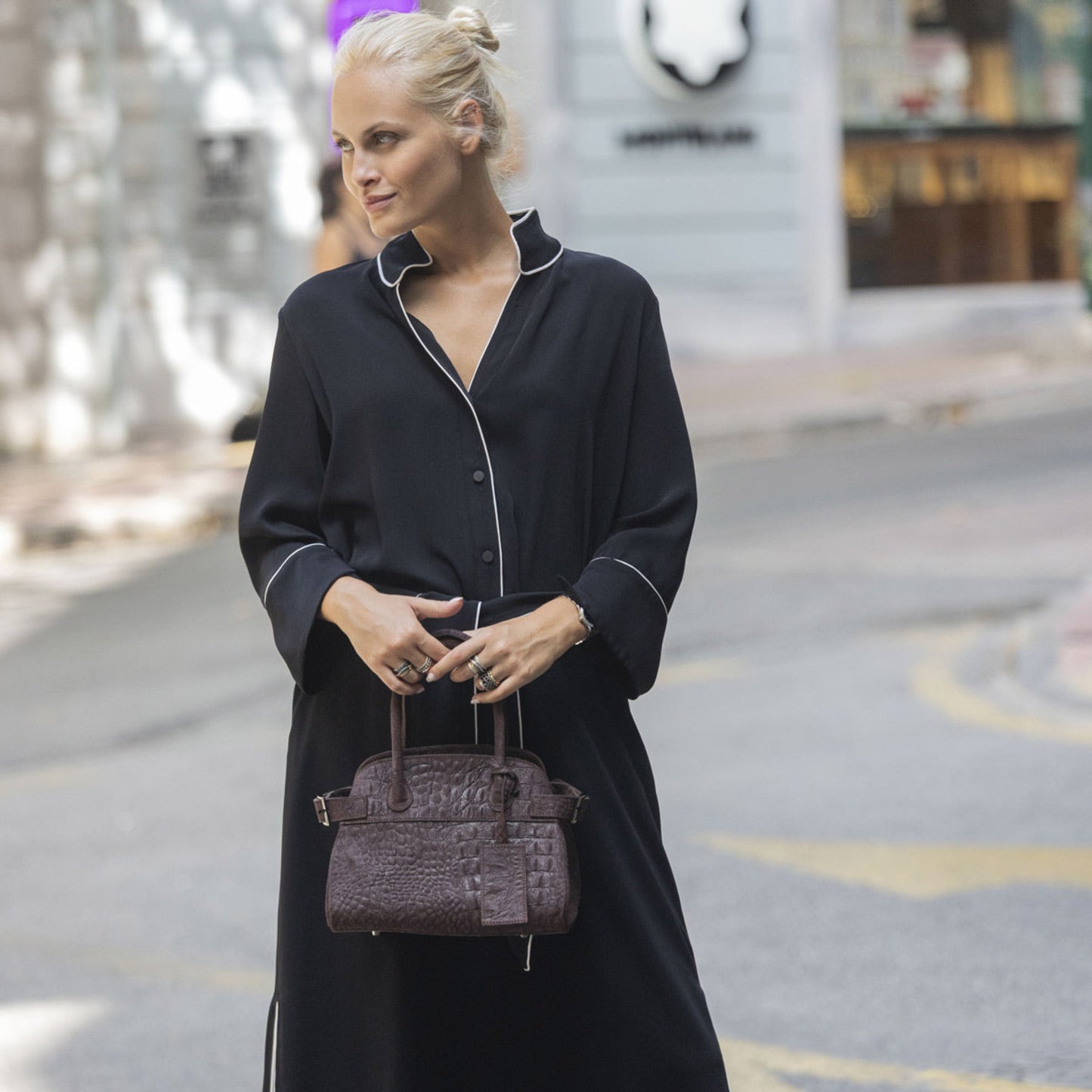 Evelina Croco Brown Odinė Rankinė