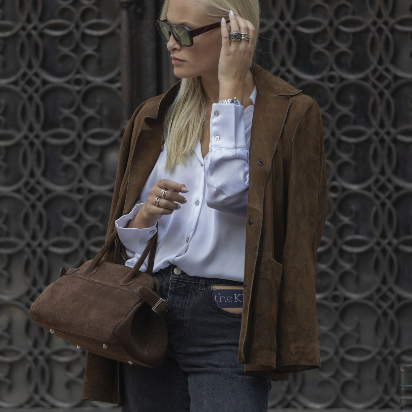 Evelina Brown Suede Handbag