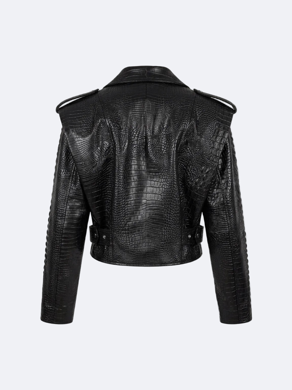 Black Crocodile Pattern Eco Leather Jacket - One Size