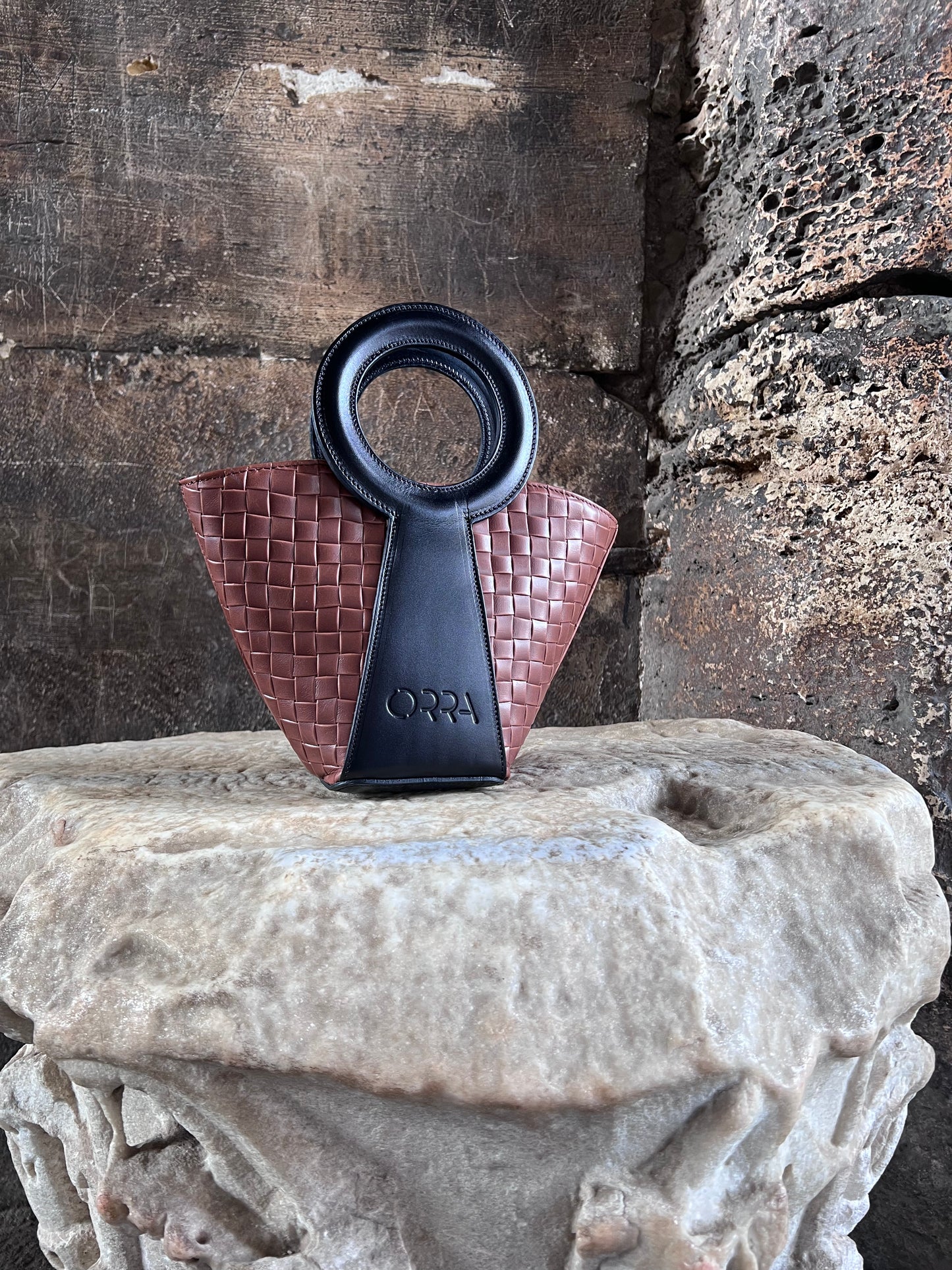 Marigold Brown Black Leather Handbag