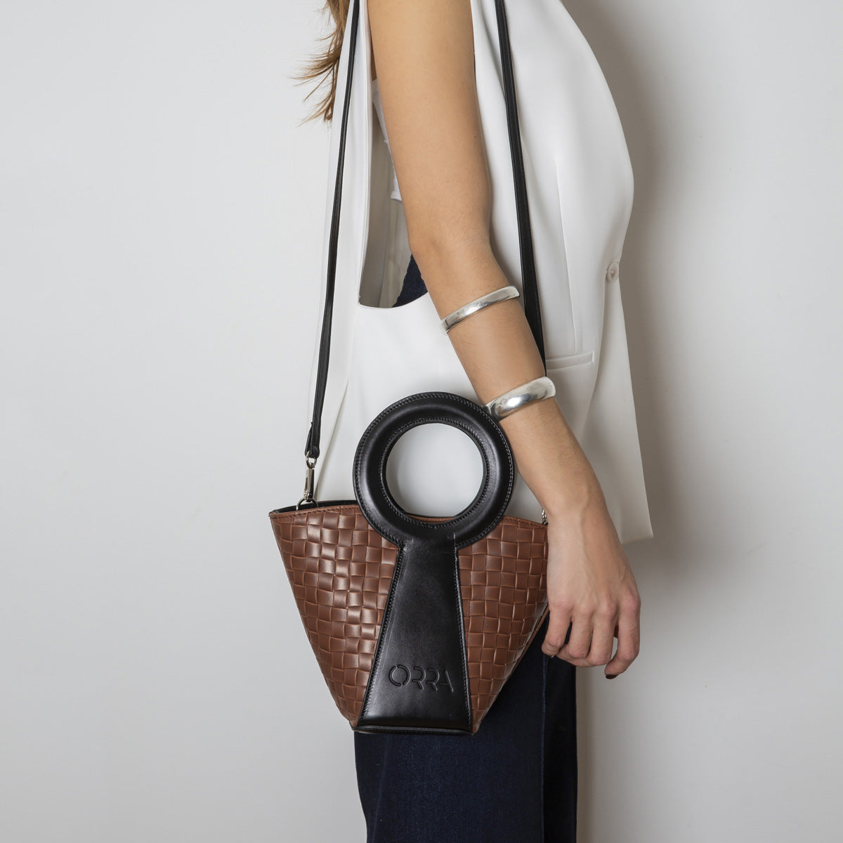 Marigold Brown Black Leather Handbag