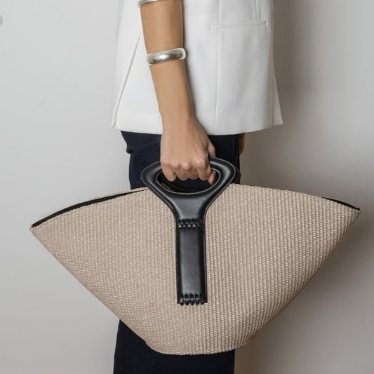 Ophelia Raffia Beige Handbag