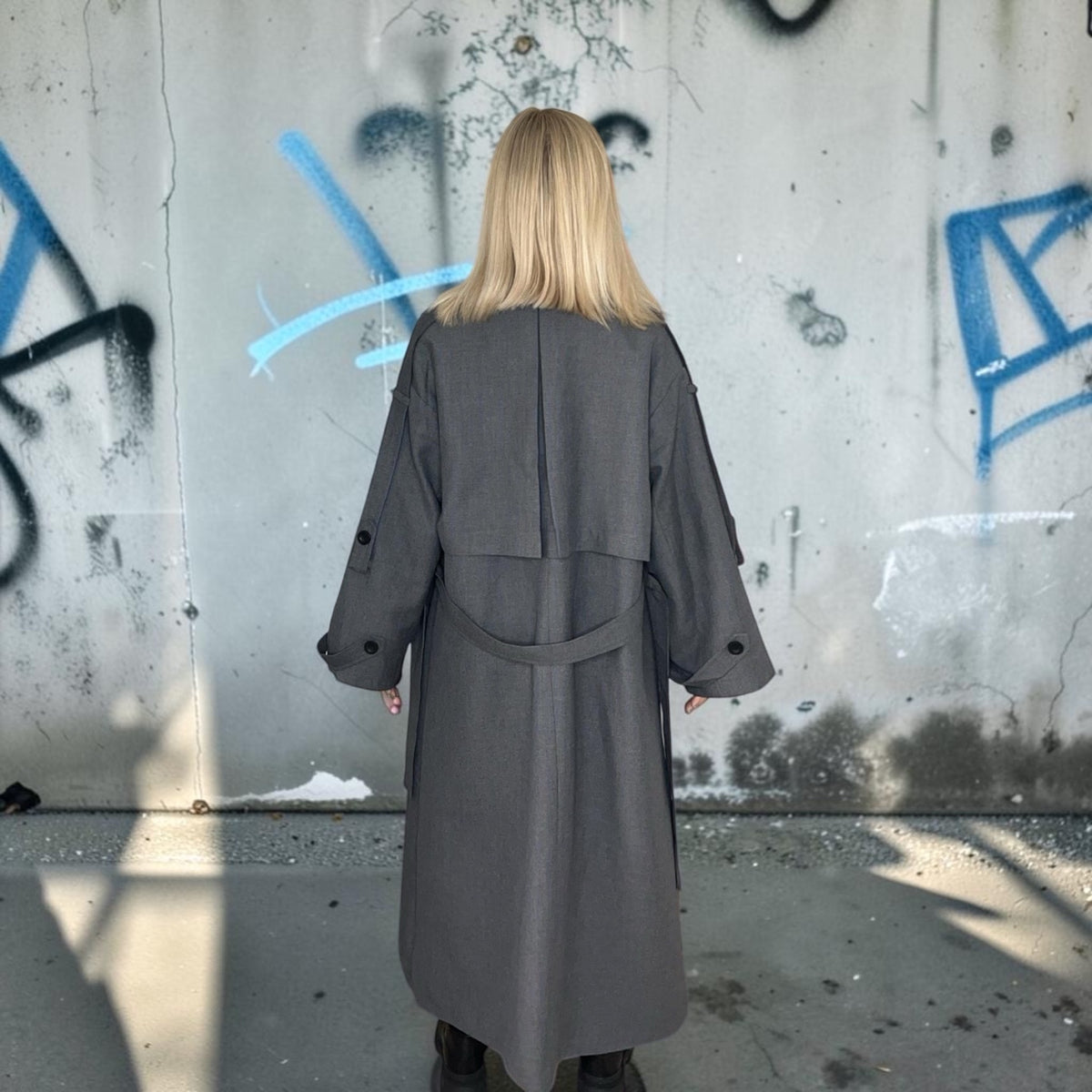 Trench Striped Light Grey Coat – One Size