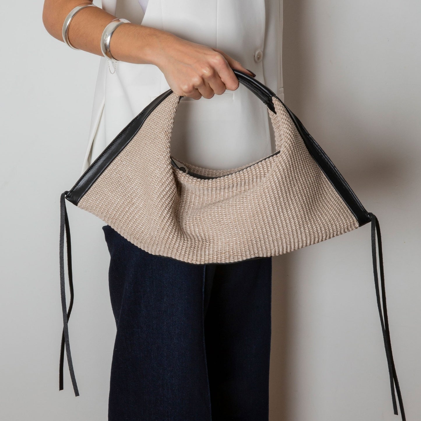 Seraphine Raffia Beige Handbag