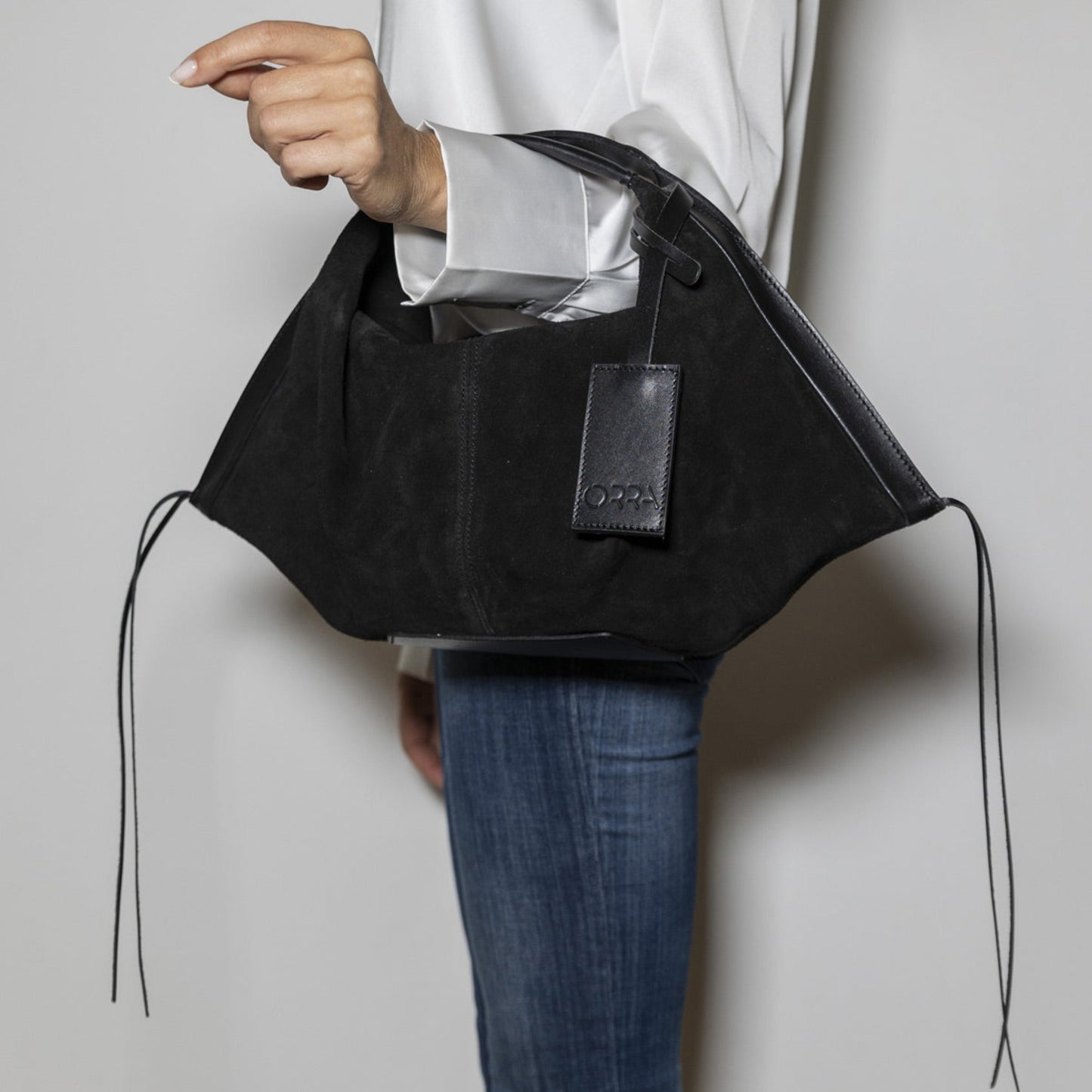 Seraphine Black Suede Handbag