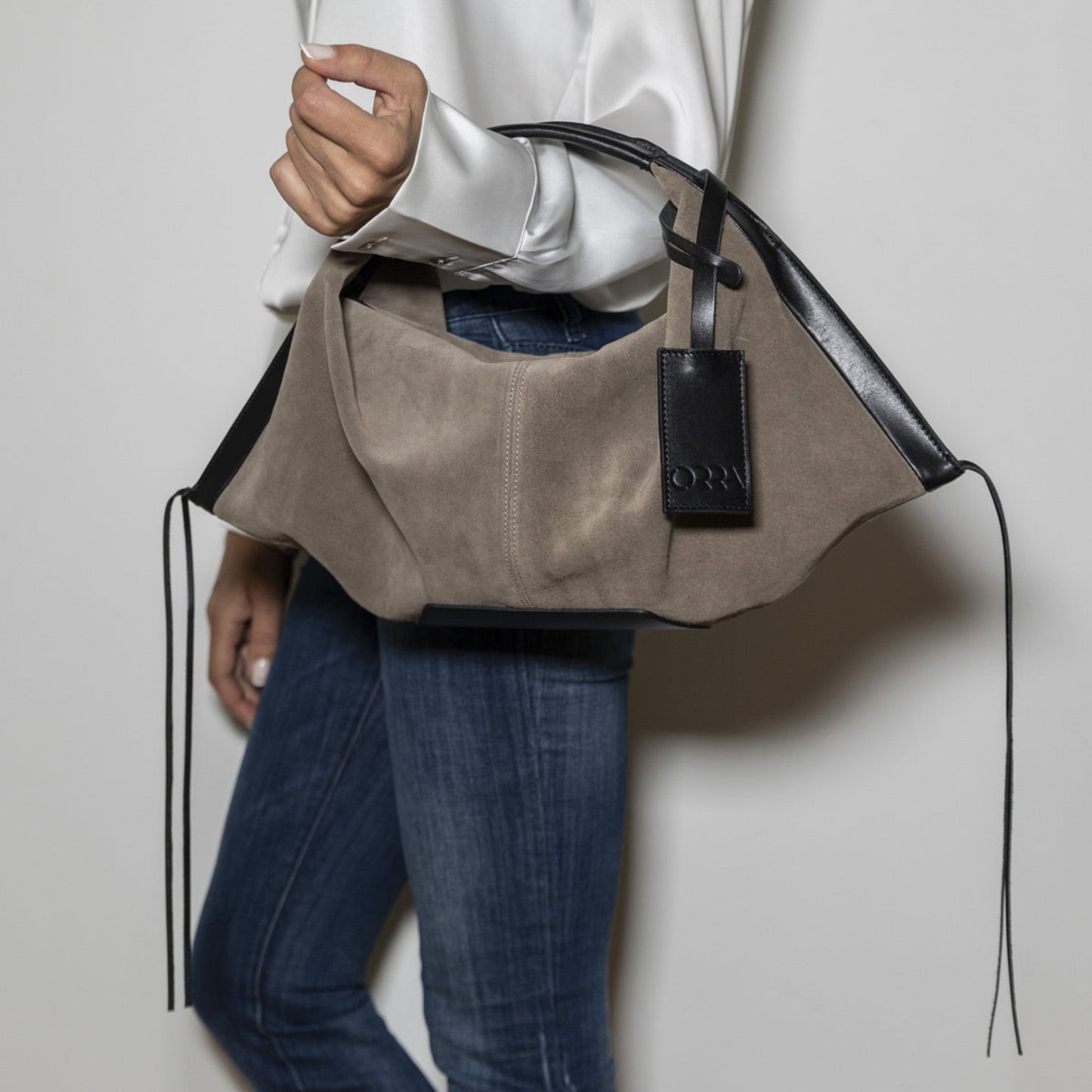 Seraphine Grey Suede Handbag