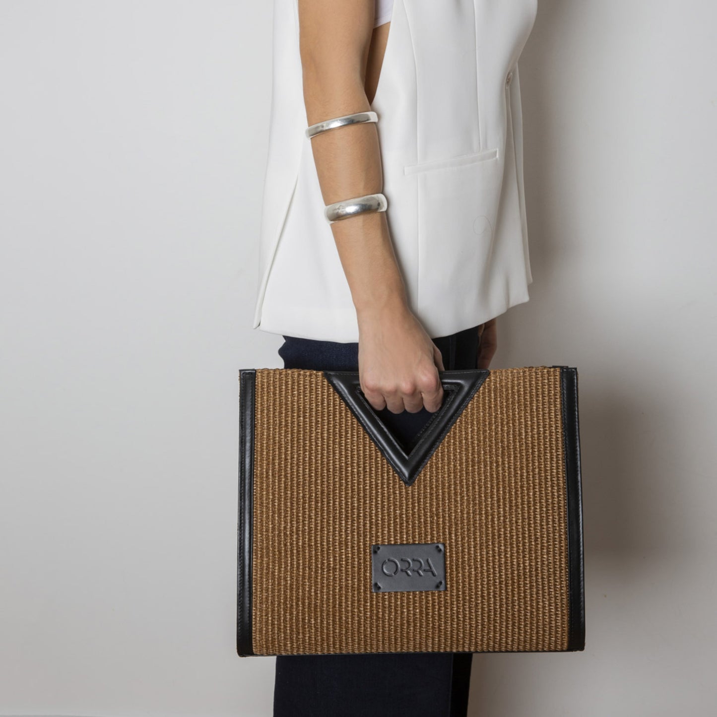Theodora Raffia Brown Handbag
