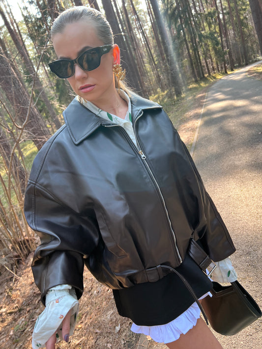 Dark Brown Eco Leather Jacket