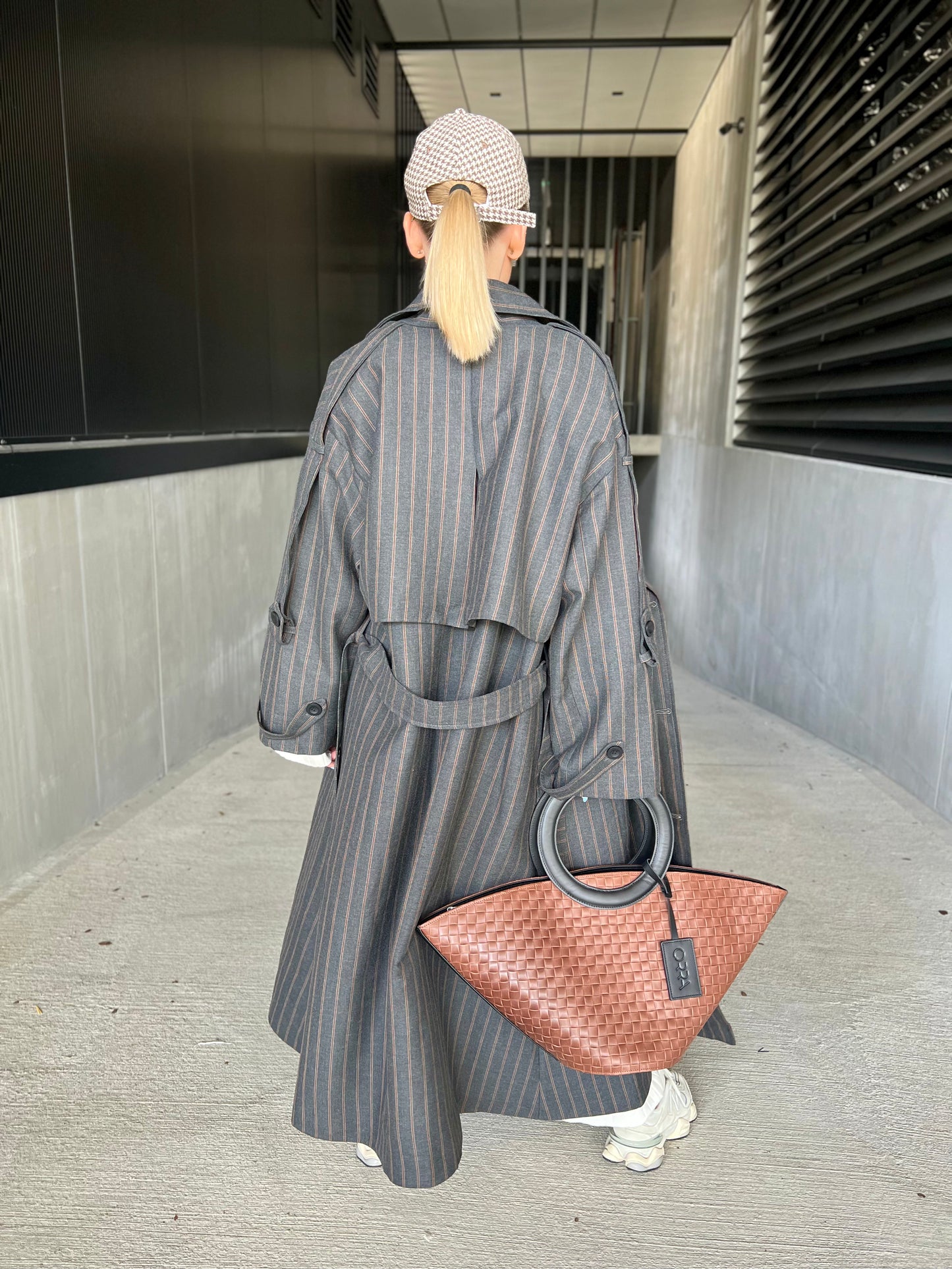 Striped Grey Trench Coat – One Size