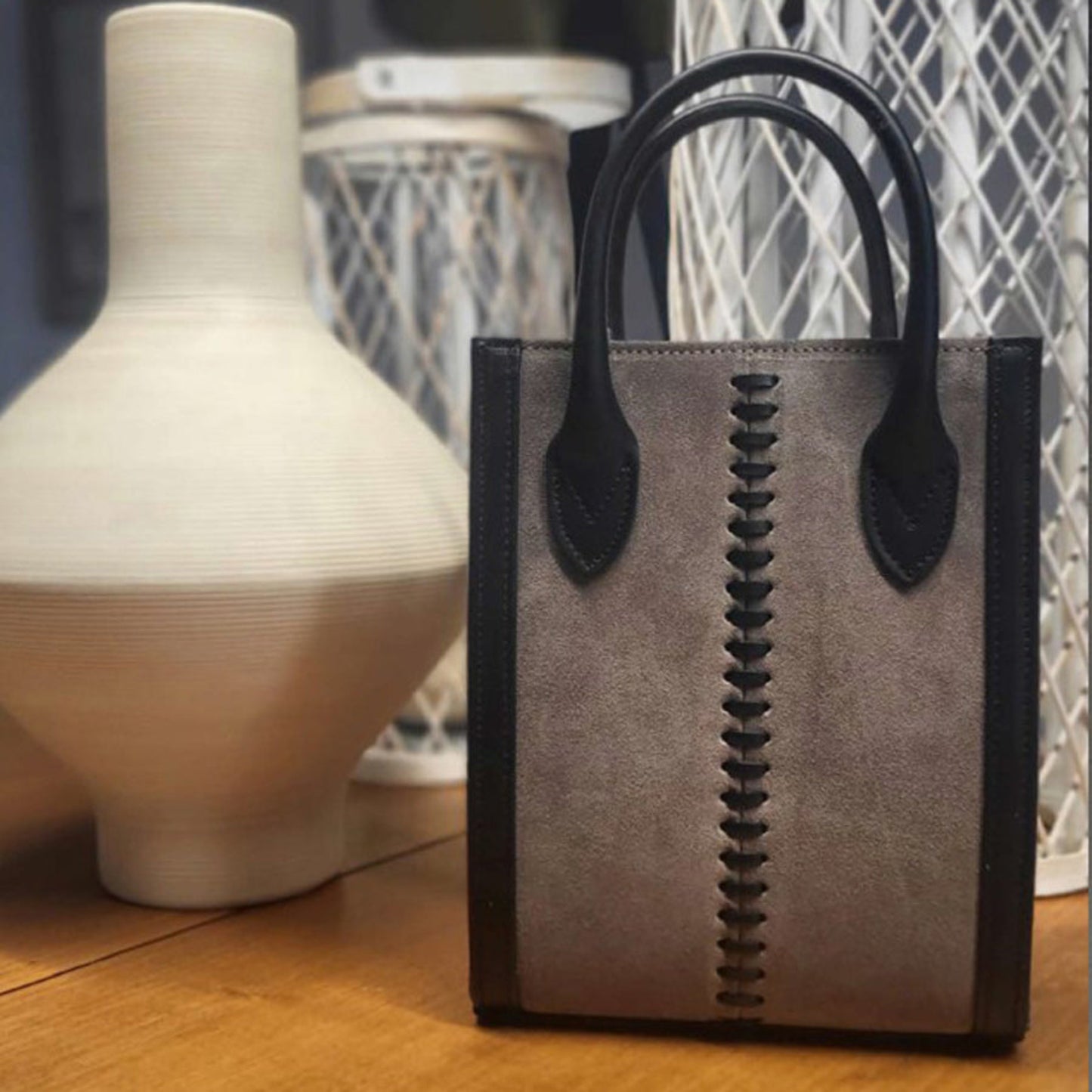 Viola Grey Suede Handbag