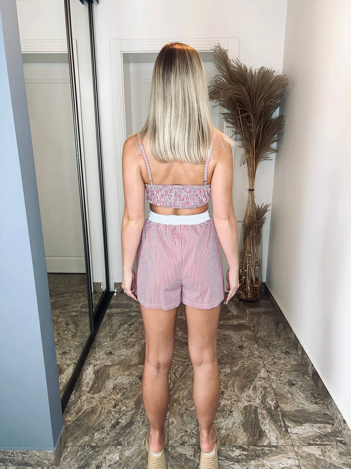 Burgundy Striped Three-Piece Set